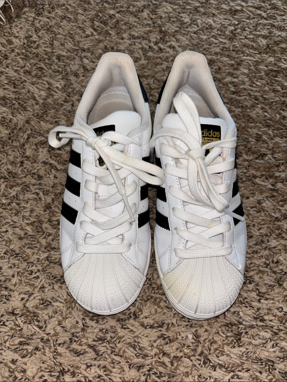 adidas Kids White Sneakers with Black Stripes